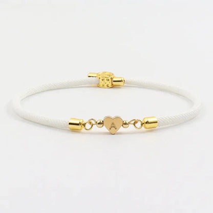 Adjustable Bracelet with Heart and Personalized Initial