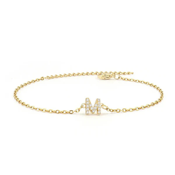 Personalized Bracelet with Initial and Chain