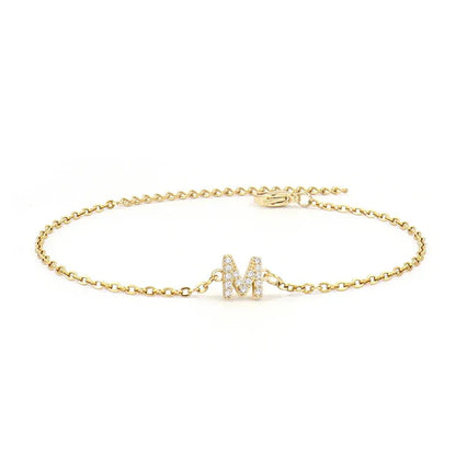 Personalized Bracelet with Initial and Chain
