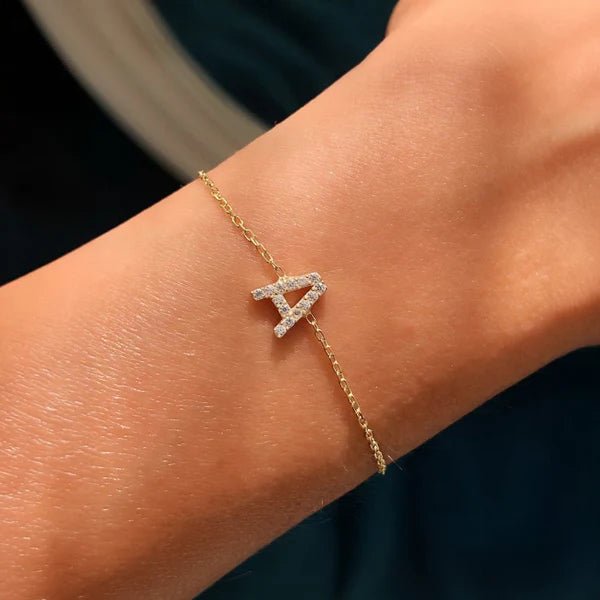 Personalized Bracelet with Initial and Chain